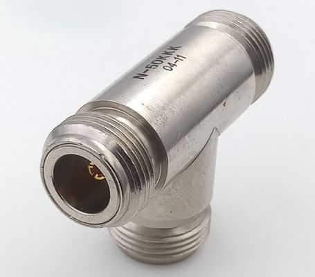 Nickel Plated RF Coaxial Connectors RF DC 6GHz N Type Coaxial Cable T Connector