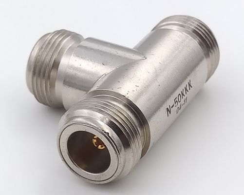 Nickel Plated RF Coaxial Connectors RF DC 6GHz N Type Coaxial Cable T Connector