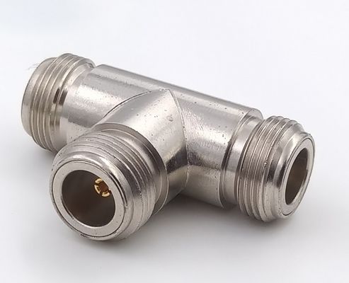 Nickel Plated RF Coaxial Connectors RF DC 6GHz N Type Coaxial Cable T Connector