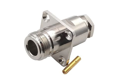 Female Straight N Type Antenna Connector 4 Holes Flange Pcb Coax Connector